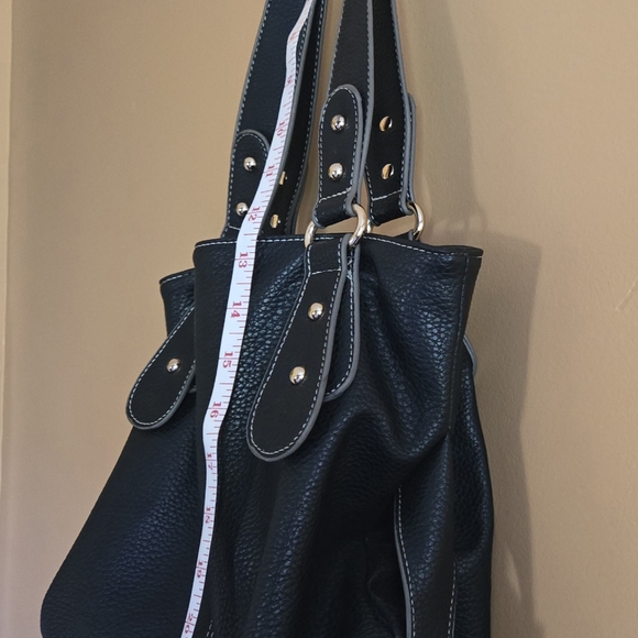 B. Lush Black Shoulder Bag With Rivet Accents - Picture 5 of 9